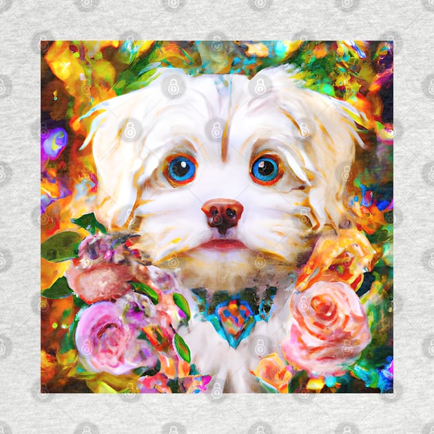 Blue-eyed Maltese Portrait by AnnieDreams